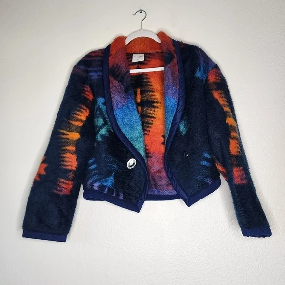 Vintage Yuumaland Colorful Tie-Dye Fuzzy Jacket S/M - Picture 2 of 6